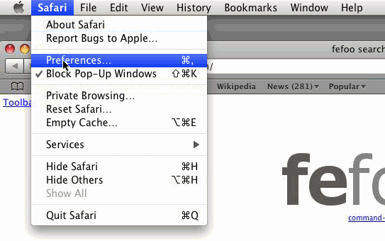 Preferences from the Safari menu.